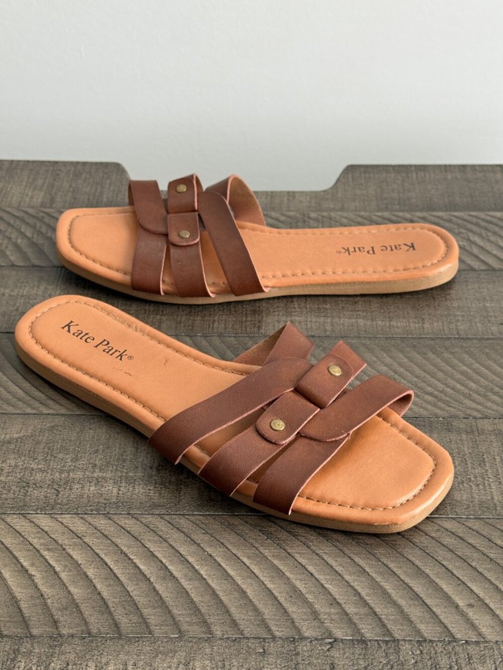 Kate Park Brown Strappy Sandals Size 8